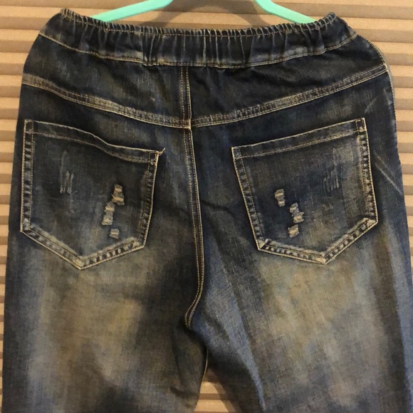 Patchwork elastic waist Jean denim. - Picture 5 of 9